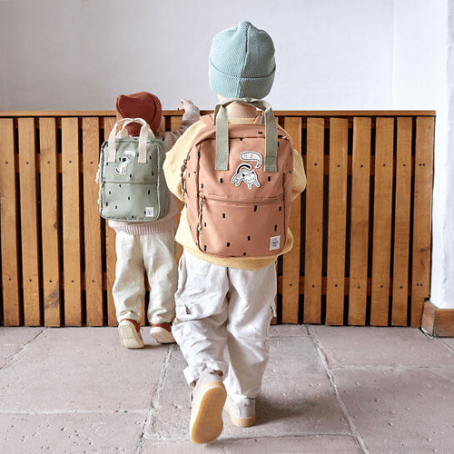 LÄSSIG Mini Backpack - Happy Prints, Karamell Rot